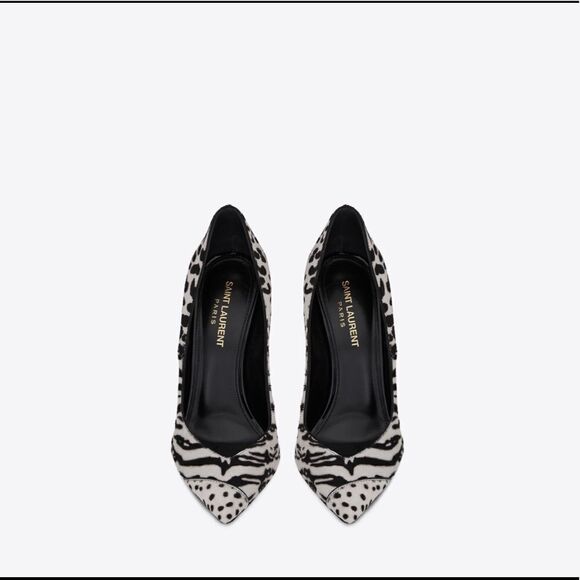 Saint Laurent Era 110 Printed Fur Pumps - Picture 1 of 12